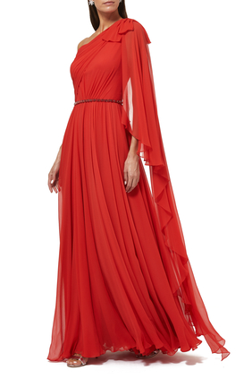 x 007 Capsule Collection Dr. No One-Shoulder Gown